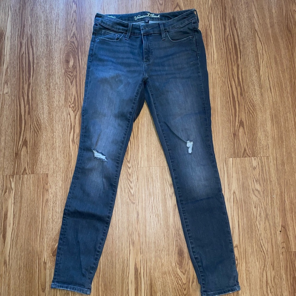 Women's Distressed Mid Rise Skinny Jeans